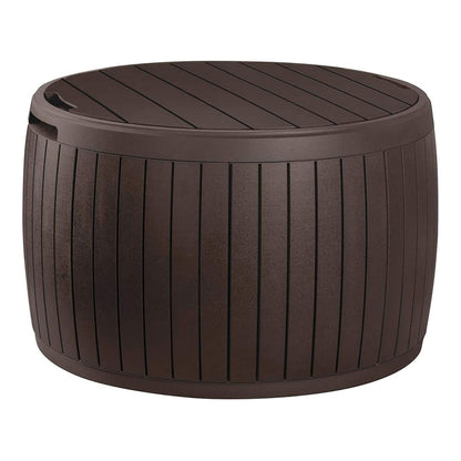 Keter Outdoor Storage Deck Box, 37 Gallon Waterproof Patio Table Bin, Circa, Brown