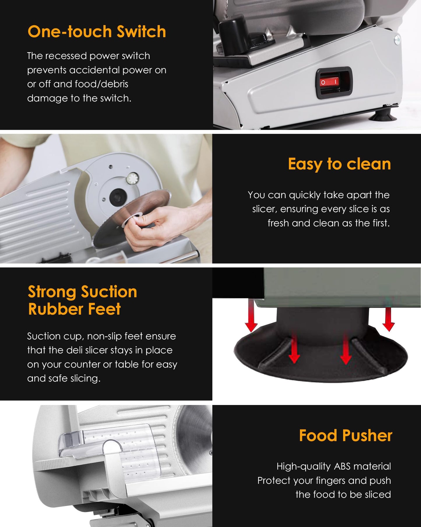 Valley Sportsman Meat Slicer Machine for Home - Electric Food Slicer with 7.5" Stainless Steel Blade, Adjustable Thickness Deli Slicer Cuts Meat, Bread, Cheese, Easy to Clean, Sliver