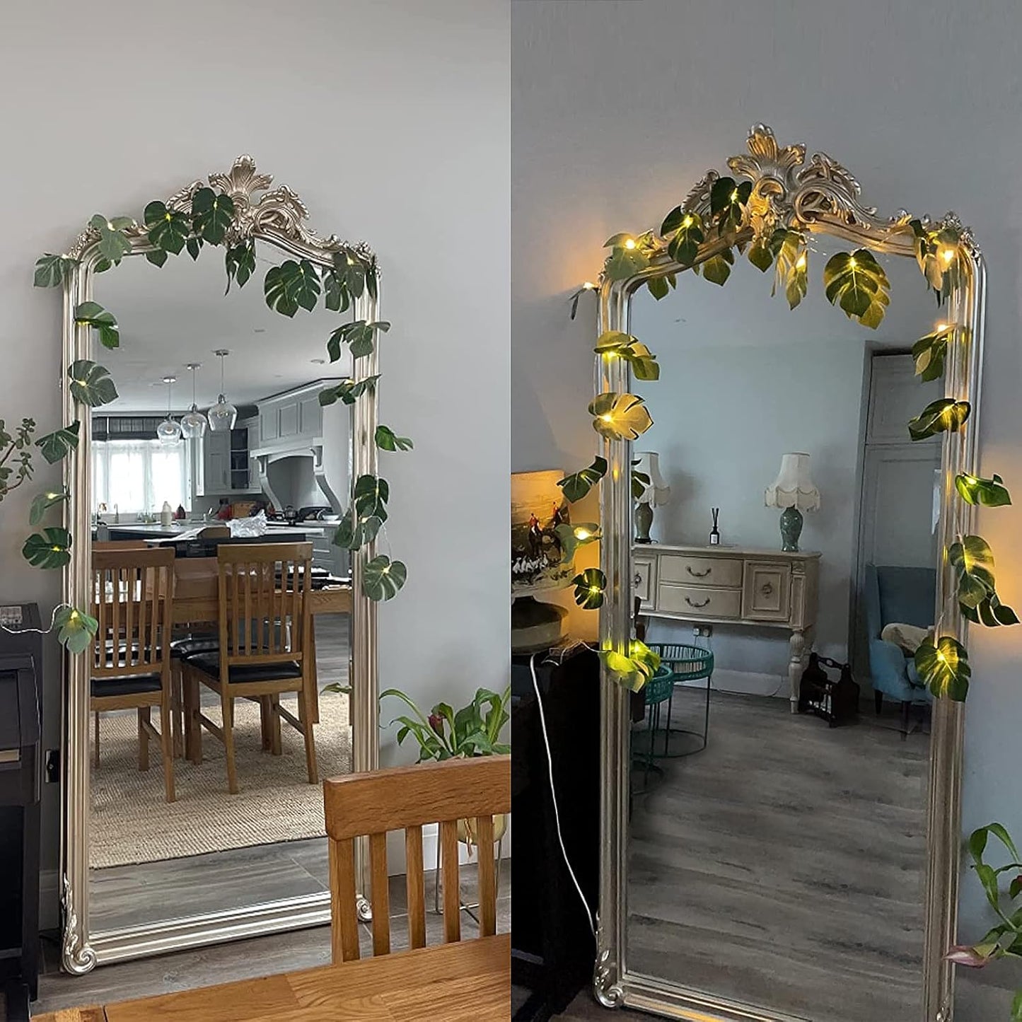 20LED Greenery,Summer RECUTMS Monstera Leaf String Lights, Tropical Artificial Rattan Palm Leaves Wall Hanging Vine