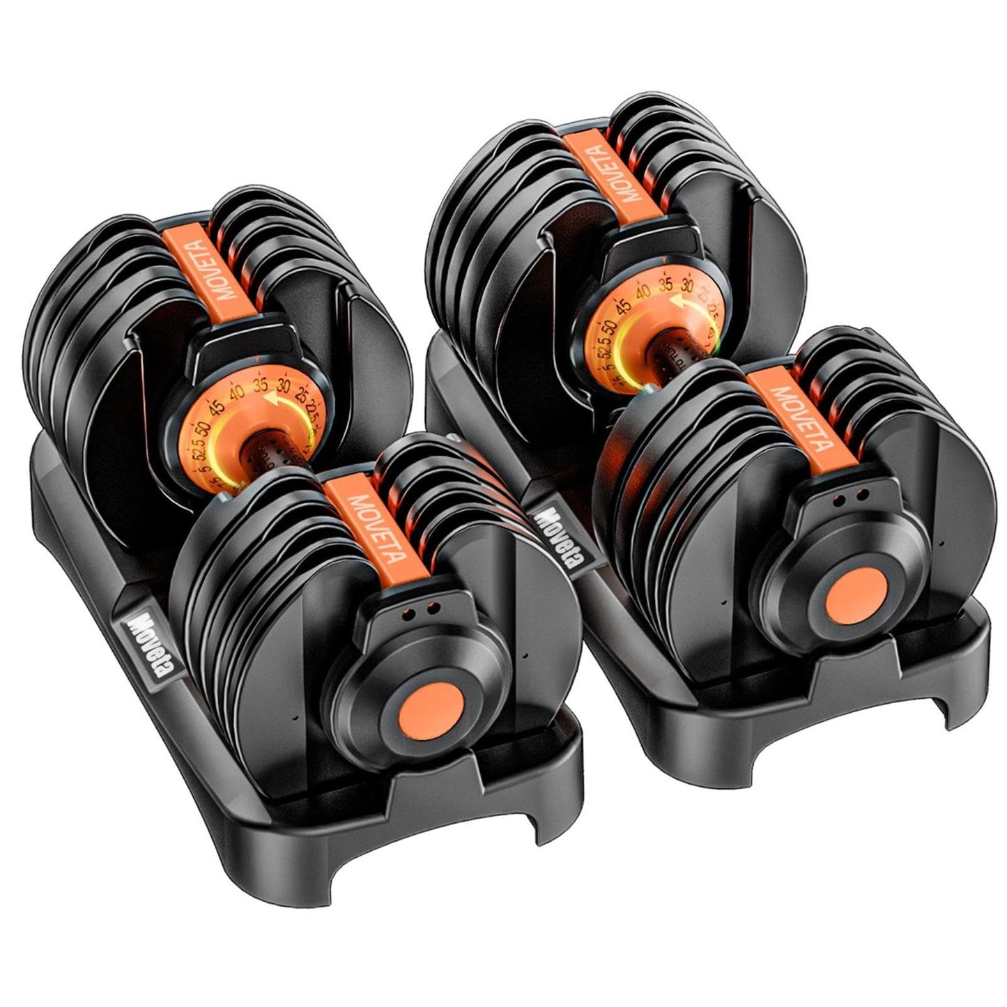 Moveta Adjustable Dumbbells Set of 2，Free Weights Dumbbells Set，Adjustable Dumbbell Set，52.5 lbs pair 105 lbs，15 in 1，for Men/Women Gym Equipment for Home Strength Training Equipment