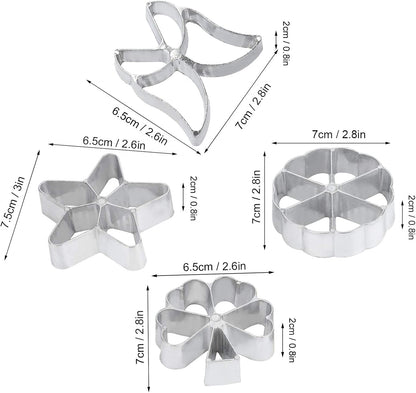Rosette Iron Set with Handle, 4 Shapes Cake Printing Pastry Waffle Molds, Cookie Pastry Mold for Biscuit Lovers