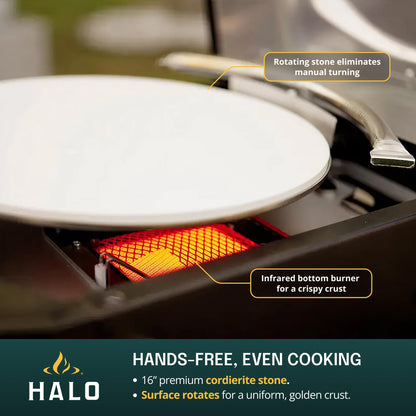 HALO Versa 16 Pizza Oven | 16” Rotating Stone, Patented Dual Burner System, 5-Minute Pizzas, Easy Clean | Propane Powered | HZ-1004-ANA