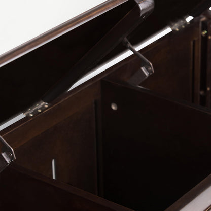 SIMPLIHOME Connaught Entryway Storage Bench - 51 inch Wide Solid Wood Storage Trunk Seat in Dark Kona Brown, Traditional Bench for Entryway or Living Room with Lift-Up Lid and Decorative Moulding