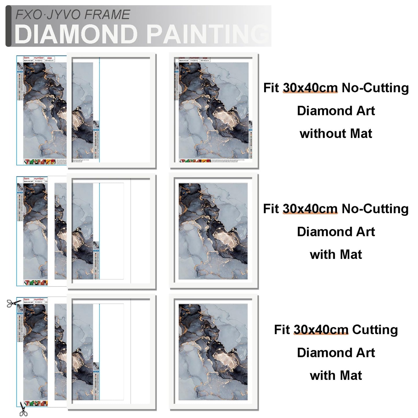 Fxojyvo White 12 x 16 Frame Set of 2, Display Picture 10x14 with Mat or 12x16 Without Mat, Wall Hanging Large Picture Frame for Diamond Art Painting 30x40 cm - 2 Packs