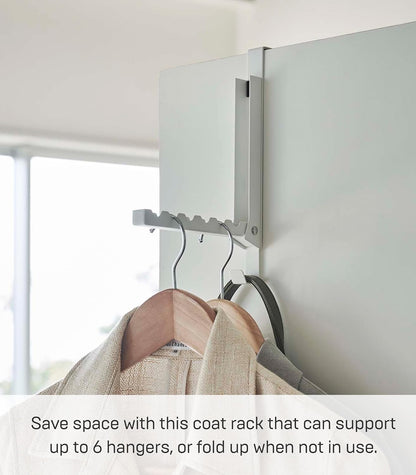 Smart Over The Door Coat Hook Organizer, 2-Hook Collapsible Rack for Entryway or Bedroom Closet - Steel