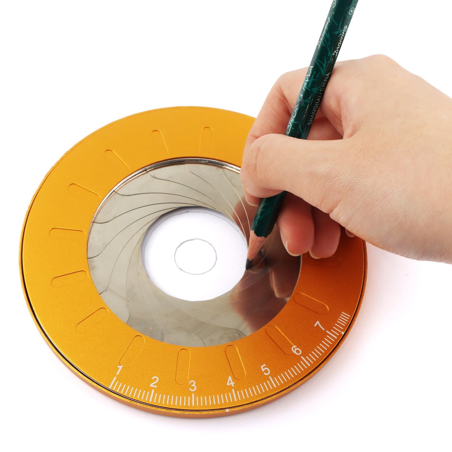 Adjustable Circle Drawing Maker, Stainless Steel & Aluminum Alloy Rotary Round Template, Measuring & Drawing Ruler, Geometric Plotting Compass Tool(Gold,Size:5 inch)