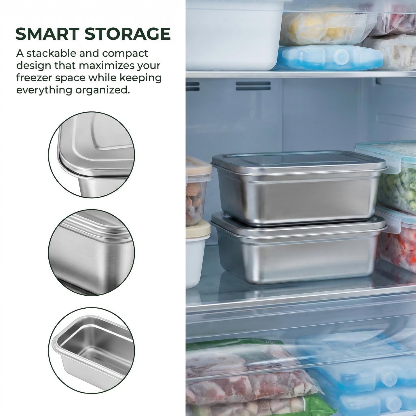 MAGICLULU 2Pcs Stainless Steel Ice Cream Containers, 40 oz Small Homemade Ice Cream Tubs Freezer Storage with Lids, Reusable Sorbet & Gelato Keeper for Kitchen Use and Dessert Food Preservation