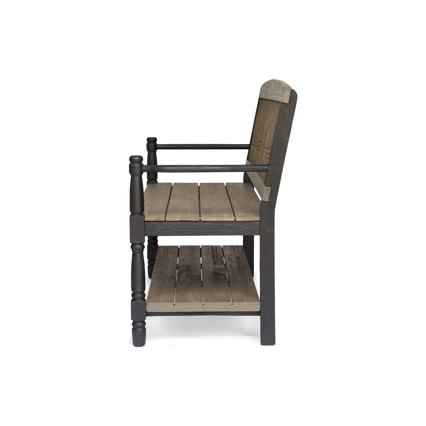 Christopher Knight Home Eddie Indoor Farmhouse Acacia Wood Bench with Shelf, Gray and Black Finish