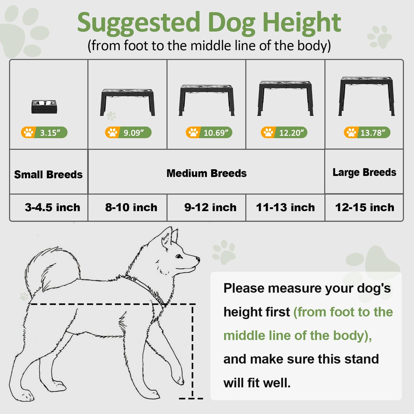 XIAZ Elevated Dog Bowls Large Breed Raised Dogs Bowl Stand Large/Medium Sized Dog Stainless Steel Food Water Bowl Stands 5 Heights Adjustable 9/11/12/14in Black Pet Feeder Dish Station