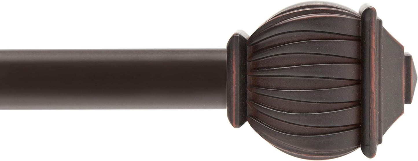 Kenney Beckett Soft Square End Decorative Window Curtain Rod - 28-48" Adjustable Length, Weathered Brown, 1-Pack