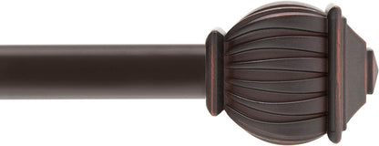 Kenney Beckett Soft Square End Decorative Window Curtain Rod - 28-48" Adjustable Length, Weathered Brown, 1-Pack