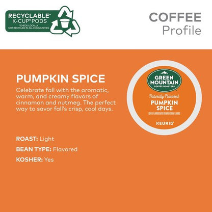 Green Mountain Coffee Roasters Pumpkin Spice K-Cup Pods - Light Roast, 32 Count (Pack of 2)