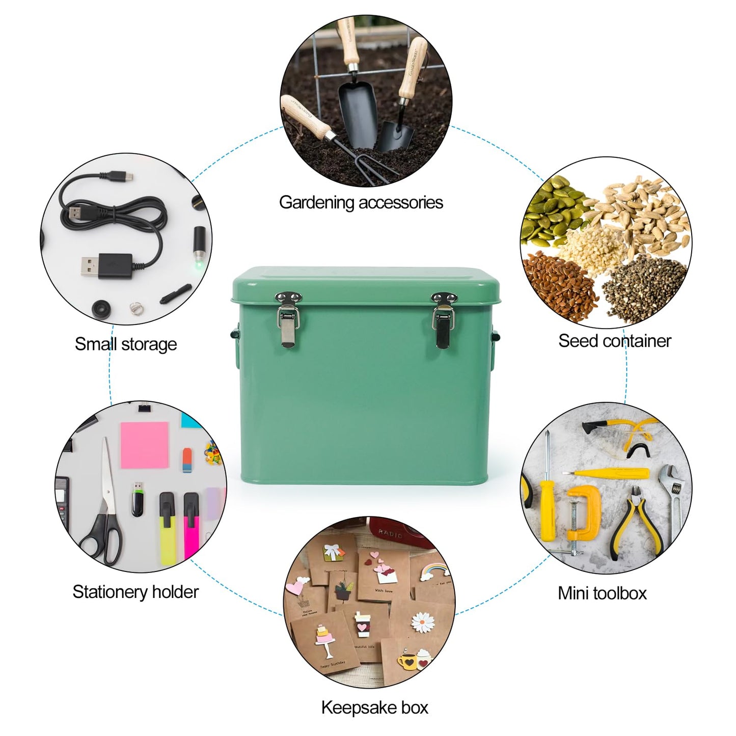 Luwint Seed Storage Organizer, Metal Saving Box Container with Removable Tray, Small Storage Box with Lid for Seeds, Keepsakes, Mini Tools