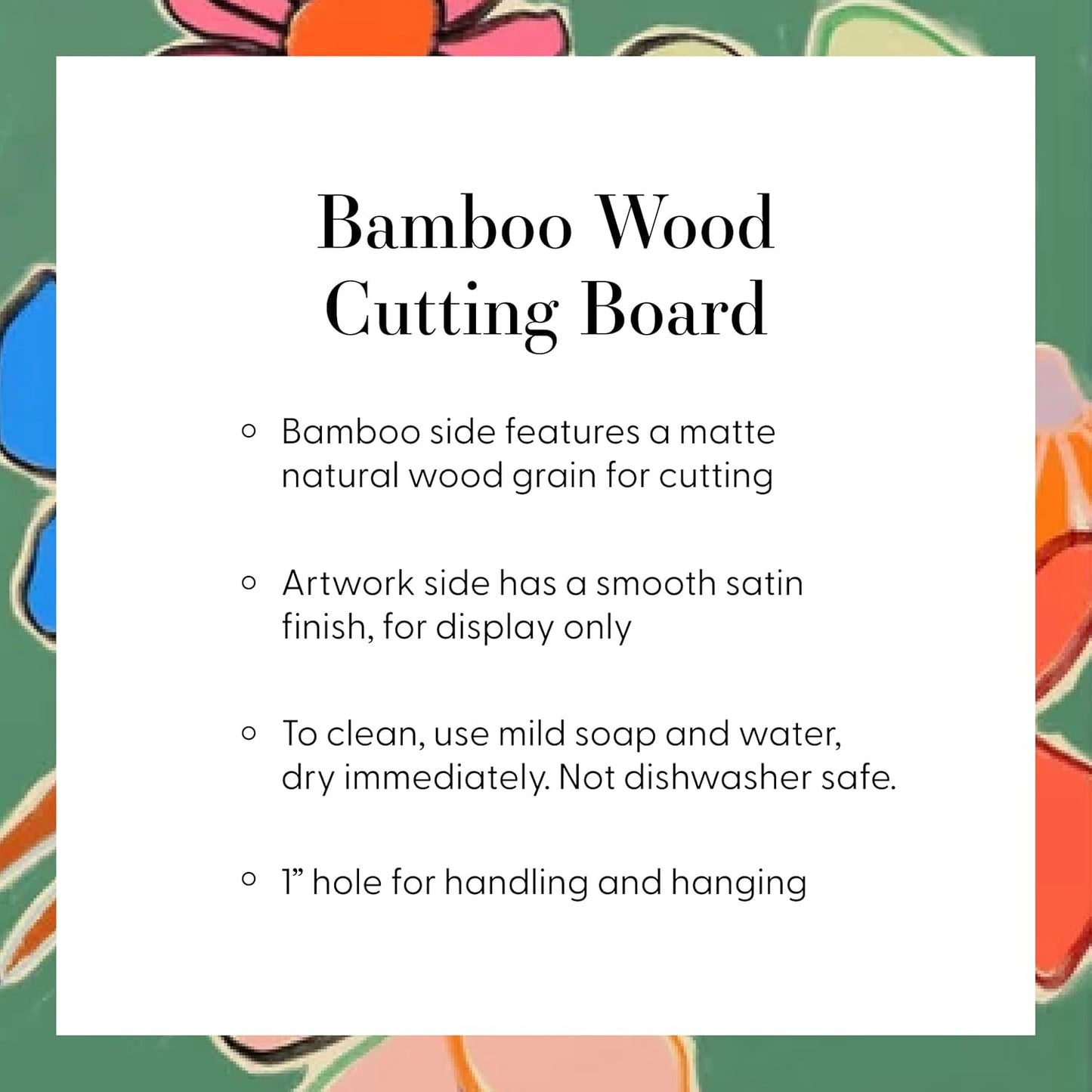 Society6 Bamboo Cutting Board by Burcu Korkmazyurek - Unique Kitchen Decor, 16" x 10.5" x 0.5", Floral And Flamingo II