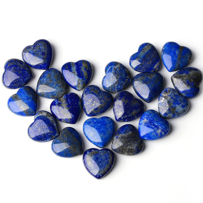 10 PCS Lapis Lazuli Natural Heart Crystals Set Thicken Heart Shaped Polished Stones Palm Love Gemstones Bulk Wholesale Reiki Energy Balancing Meditation Carved Palm Worry Stone Gift