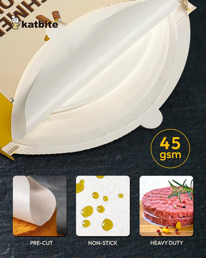 Katbite Heavy Duty Parchment Rounds - 200 Pcs 8 Inch for Cake Baking, Air Fryer Liners