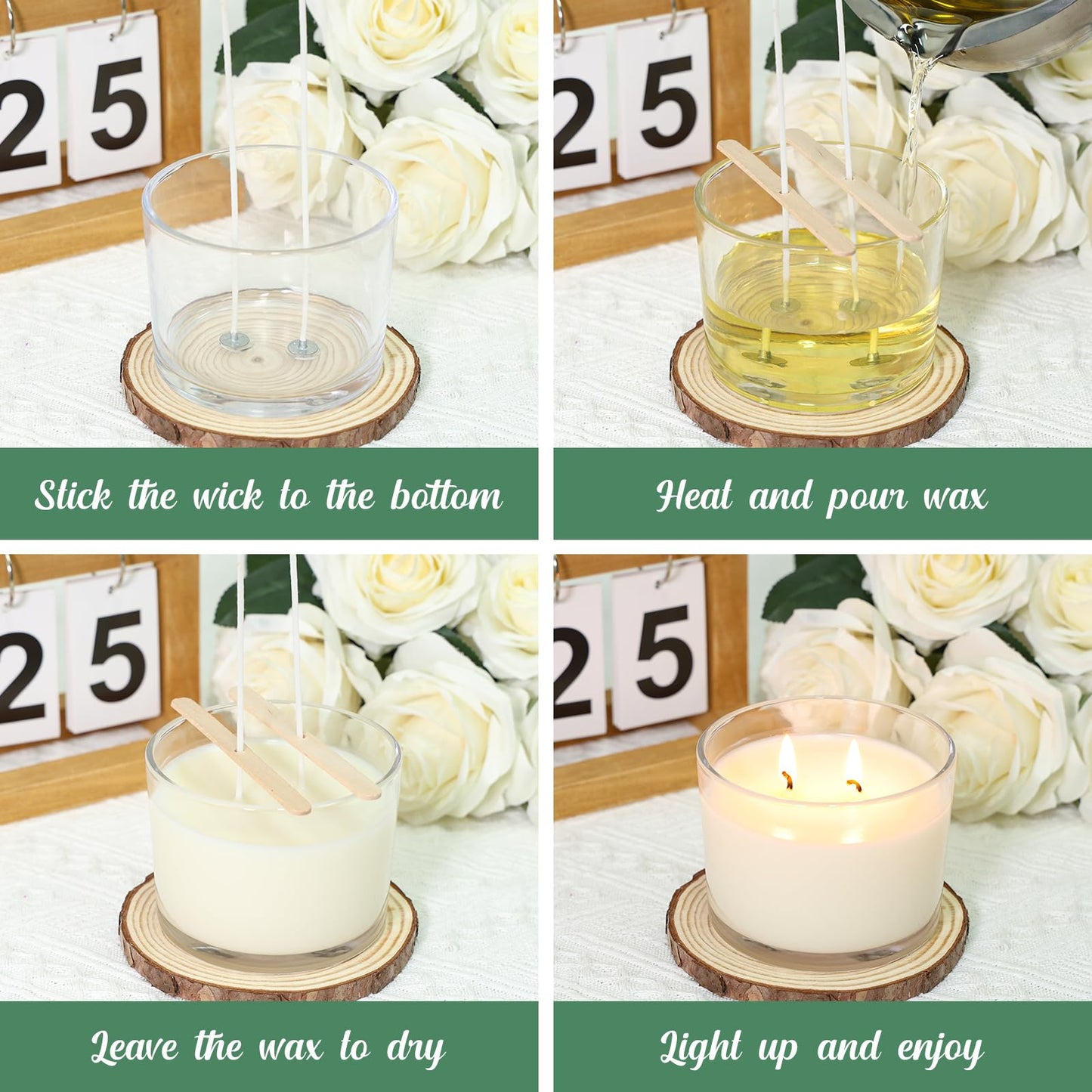 SUPMIND 12oz Candle Jars for Making Candles, 8 Pack Large Clear Glass Empty Candle Jars with Bamboo Lids, Wide Mouth Candle Container Bulk, Ideal for Candle Business