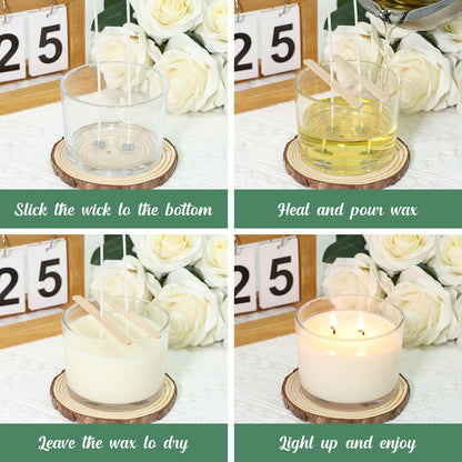 SUPMIND 12oz Candle Jars for Making Candles, 8 Pack Large Clear Glass Empty Candle Jars with Bamboo Lids, Wide Mouth Candle Container Bulk, Ideal for Candle Business