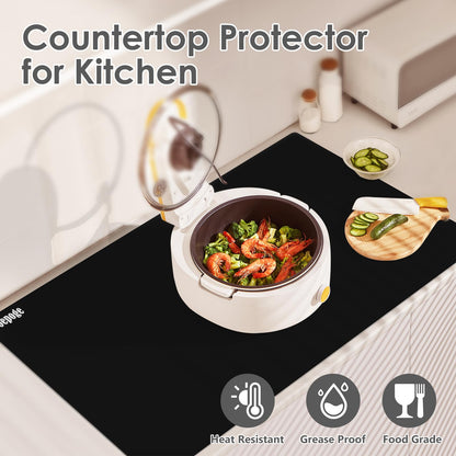 36.2" x 24" Extra Large Silicone Mat for Epoxy Resin, Nonstick Silicon Mats for Crafts Jewelry Casting, Non-Slip Kitchen Table Placemats for Countertop Protector Heat Resistant by Foepoge, Black