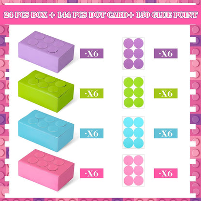 Leinuosen 24 Pieces Building Block Party Favor Boxes, Brick Theme Gift Boxes for Birthday Party Baby Shower