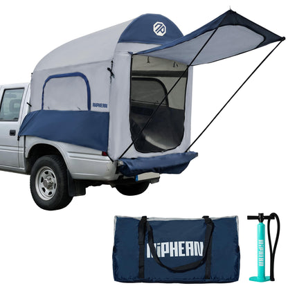 Niphean Truck Bed Tent 5ft with Awning Shade, 2 Mins Fast Setup Inflatable Pickup Truck Tent, for 2 People, PU 3000mm Waterproof, UPF 50+ Sunproof & High-Strength Windproof, Camp Anywhere You Park