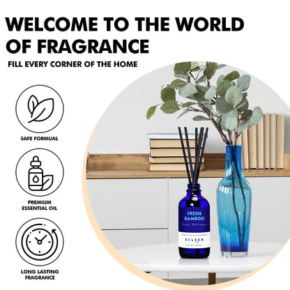 Reed Diffusers Set, 3.7 Oz Scent Diffuser, 6 Reed Diffuser Sticks, Home Fragrance Hyacinth, Peony & Citrus, Aromatherapy Oil Diffuser Reeds, More Masculine Scent, Bathroom & Office Decor 110ml