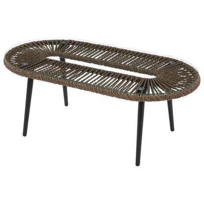 LITTLE TREE Wicker Patio Furniture Set with Coffee Table, 4 Piece Patio Sectional Furniture Set with Removable Cushions, Outdoor Conversation Set for Backyard, Garden, Porch, Balcony, Easy Assembly
