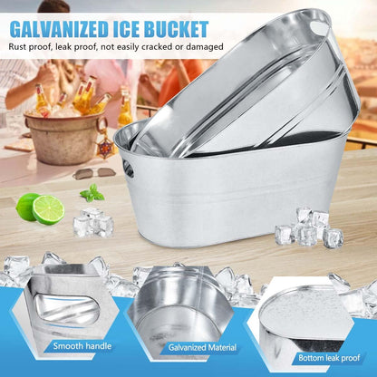OBTANIM 4 Pack 4 Gallon Galvanized Ice Buckets Metal Champagne Drink Cooler Storage Ice Tub with Carry Handles for Beer Cocktails Wine Beverage Home Parties Bar Cooling Supplies