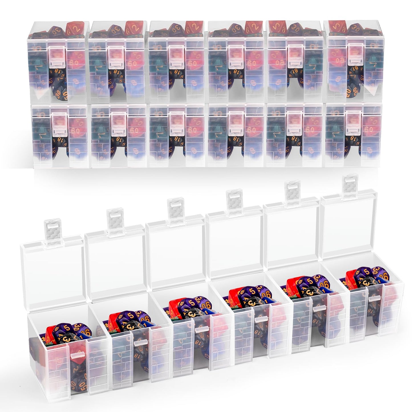 RHCOM Bead Organizer with 3 Organizers 18 Locking Compartments, Clear Board Game Token Organizer for DND Dice, Beads, Buttons, Pins, Jewelry and Craft Supplies, Durable Clear Lid