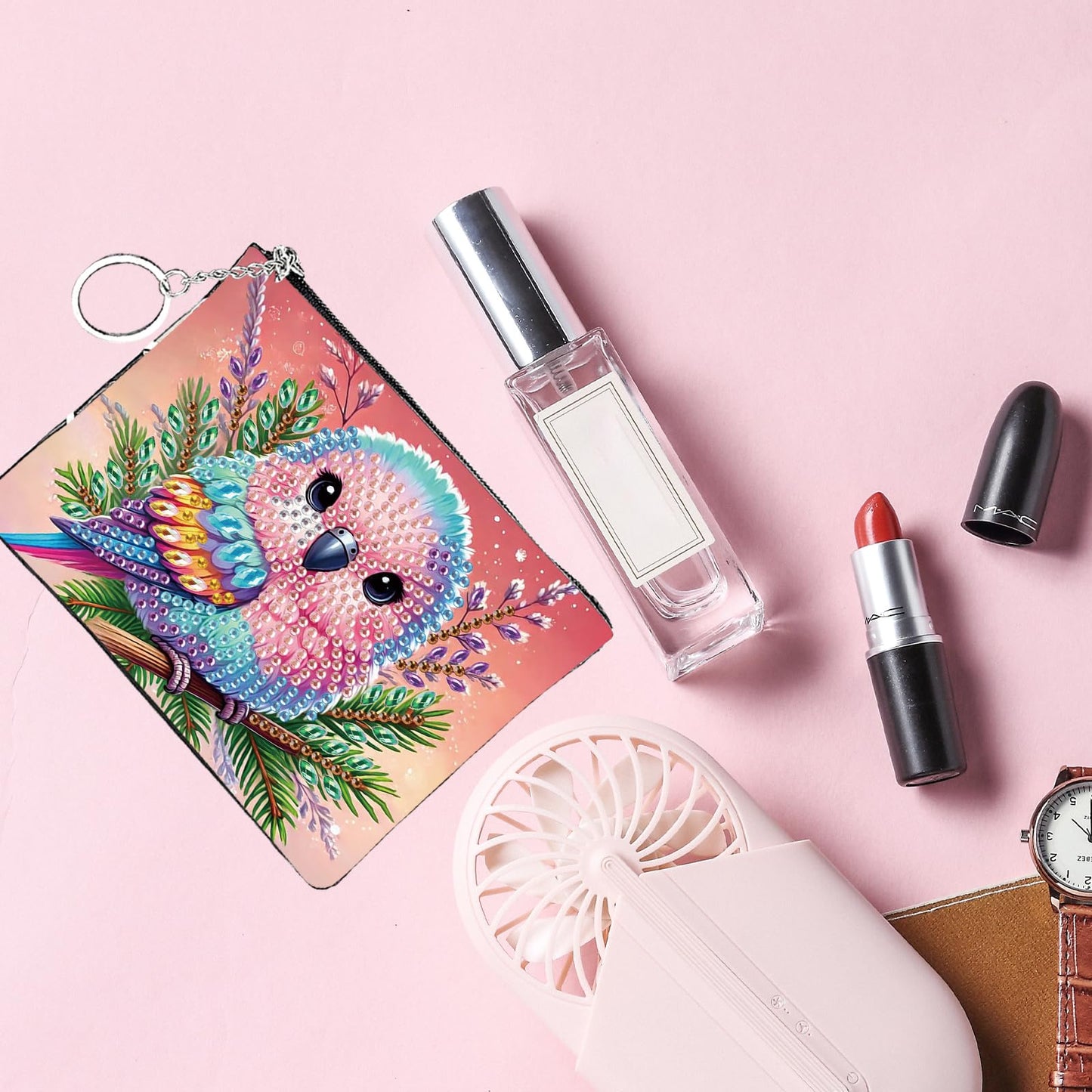 JZHYOAN Animal Diamond Painting Small Coin Purse for Women DIY Bird Coin Pouch Coin Purse with Zipper and Keyring Diamond Art Purses and Wallets Gem Art Handbags Wallet Keychain for Cards Keys Craft