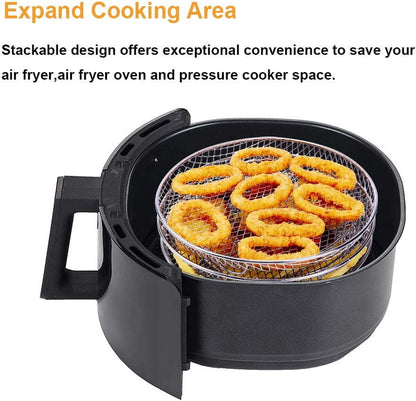 Fdit 3Pcs Air Fryer Racks, Stackable Dehydrator Racks for Food Grade Stainless Steel Air Fryer Accessories