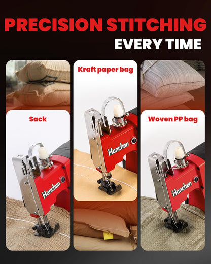 Hanchen Bag Sewing Machine High Speed Bag Sealing Machine Bag Closer Bag Closing Machine Bag Stitching Machine Industrial Sewing Machine Bag Stitcher for Sack Woven Kraft Paper Bag Sealing