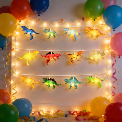 12 Decoration8 LED Dinosaur String Lights Battery Operated Dinosaur Lights String Realistic Looking Dino Light for Boys