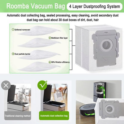 18 Pack Vacuum Bags Compatible with iRobot Roomba i7 i7+ i3 i3+ i8 i8+ j5+ i5+ i4 i4+ i1+ i6 i6+ j5+ j7 j7+ s9 s9 Plus Bags Automatic Dirt Disposal Bags