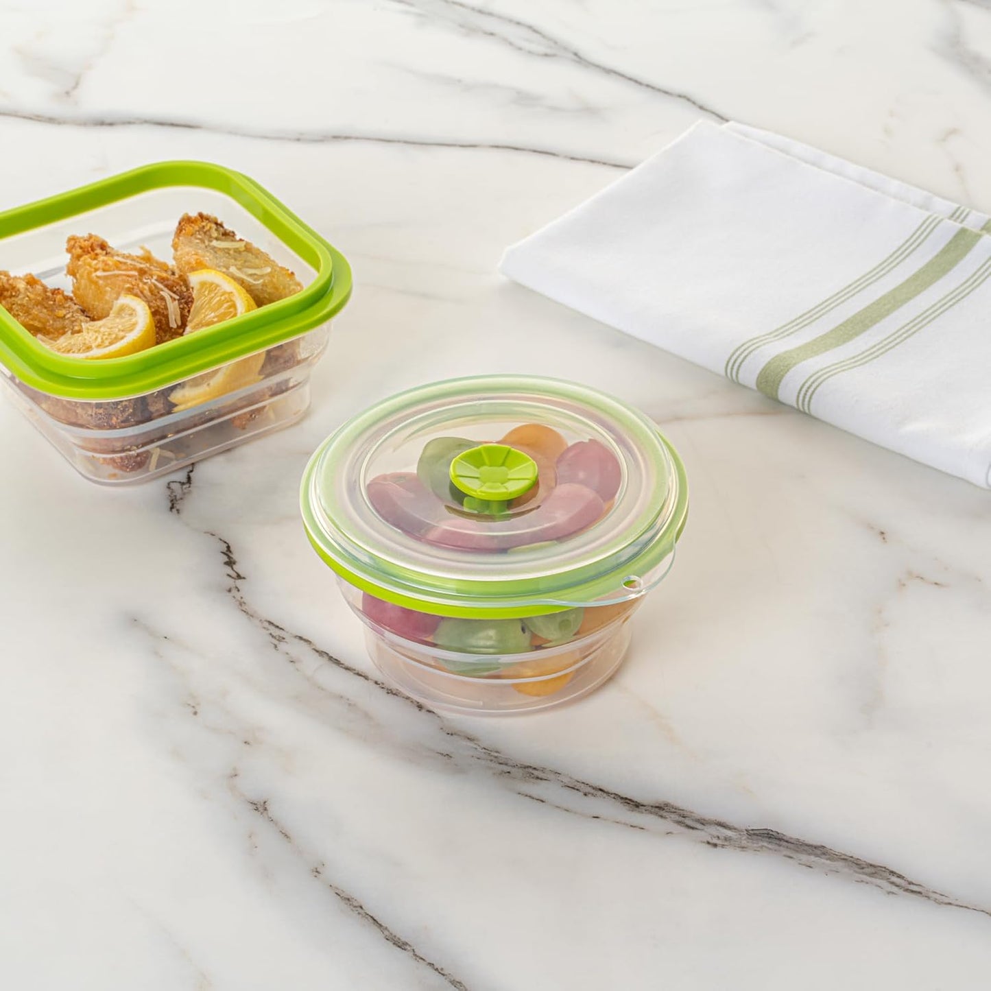 Restaurantware-Fresh Hero 16 Ounce Storage Containers - Durable Airtight Food Containers, Green Silicone