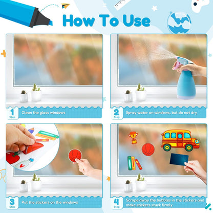 Naler Back to School Decorations Window Clings, 9 Sheets Glueless Static Double-Sided Stickers for Classroom