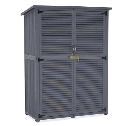 MCombo Outdoor Storage Cabinet, Wooden Storage Shed with Latch, Outside Garden Tool Shed with 2 Doors for Patio Yard Lawn, 1900 (Grey, Large)