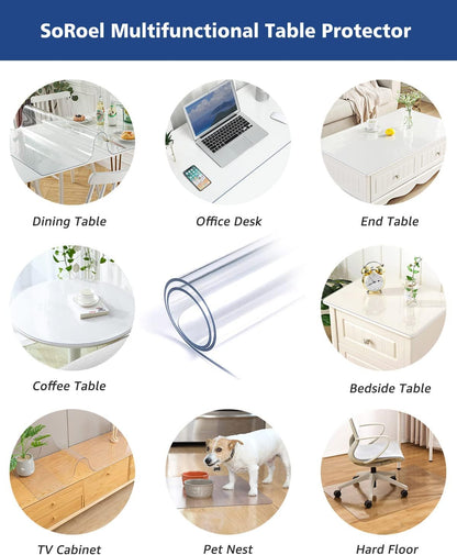 24 Inch Round Clear Dining Room Table Cover Easy Clean Waterproof Plastic Vinyl Table Cloth Protector Wood Furniture