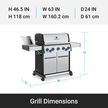 Broil King 678347 Baron S 590 Pro IR 5-Burner Pellet Ready Natural Gas Grill in Stainless Steel with Infrared Side Burner and Rear Rotisserie Burner
