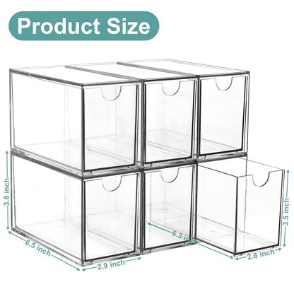 6 Tea Bag Organizer and Storage, Acrylic Tea Bag Holder Organizer, Plastic Tea Drawer Container for Cabinet