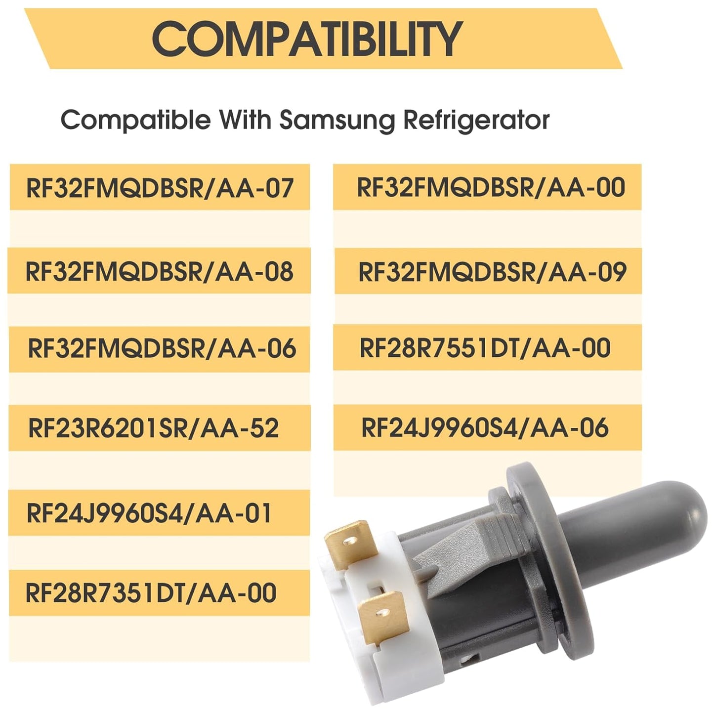 DA34-00066C Refrigerator Door Switch, Compatible with Samsung Bottom-Mount Door Light Switch 2705488, AP5306252