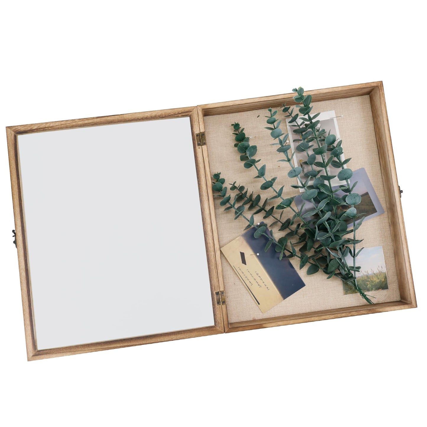 GraduatePro Shadow Box Frame 13x16 Display Case with Linen Back, Real Glass Window Door with Hinge, Picture Frame Wedding Bouquet Memorabilia Medals Photos Memory Box for Keepsakes, Carbonized Black