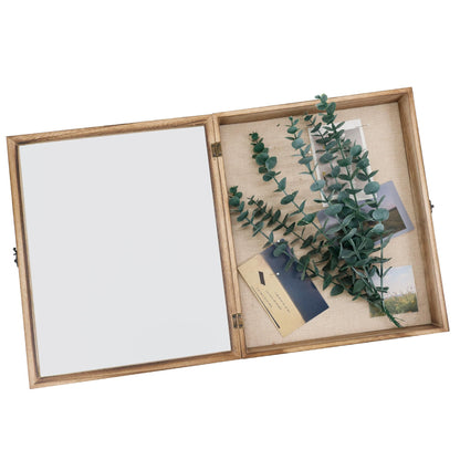 GraduatePro Shadow Box Frame 13x16 Display Case with Linen Back, Real Glass Window Door with Hinge, Picture Frame Wedding Bouquet Memorabilia Medals Photos Memory Box for Keepsakes, Carbonized Black