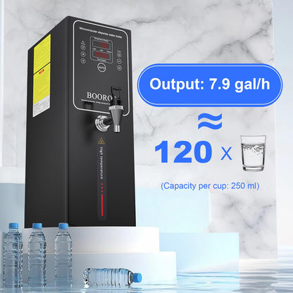 BOOROS Commercial Water Boiler 10L Hot Water Dispenser Black 1500W Commercial Hot Water Dispenser,30L(7.9GAL)/Hour Step-by-Step Heating Temp Control 104-212℉(40-100℃) for Restaurant,Hotel,Office