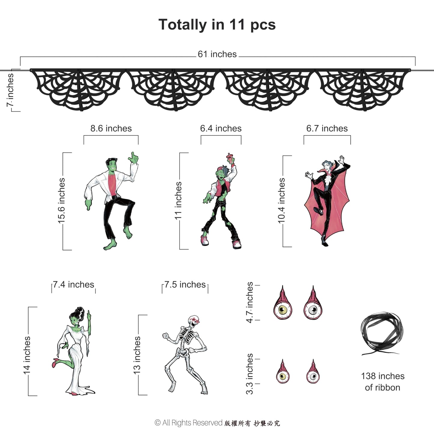 Cheerland Halloween Garland Skeleton Garland Spooky Banner Spider Web Halloween Banner Gothic Party Decorations Hanging Skeleton Monster Bash Birthday Skull Garland Monster Party Decorations