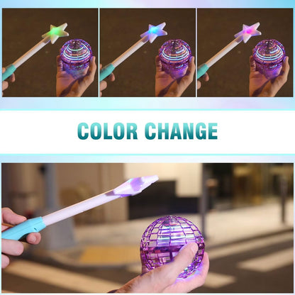 ATHLERIA Pink Flying Orb Ball with Wand,Cool Stuff Gadgets Christmas Birthday Presents Toys for Boy Girl Teens 6 7 8 9 10+ Year Old, Hover Boomerang Mini Drones for Kids,Flying Spinner