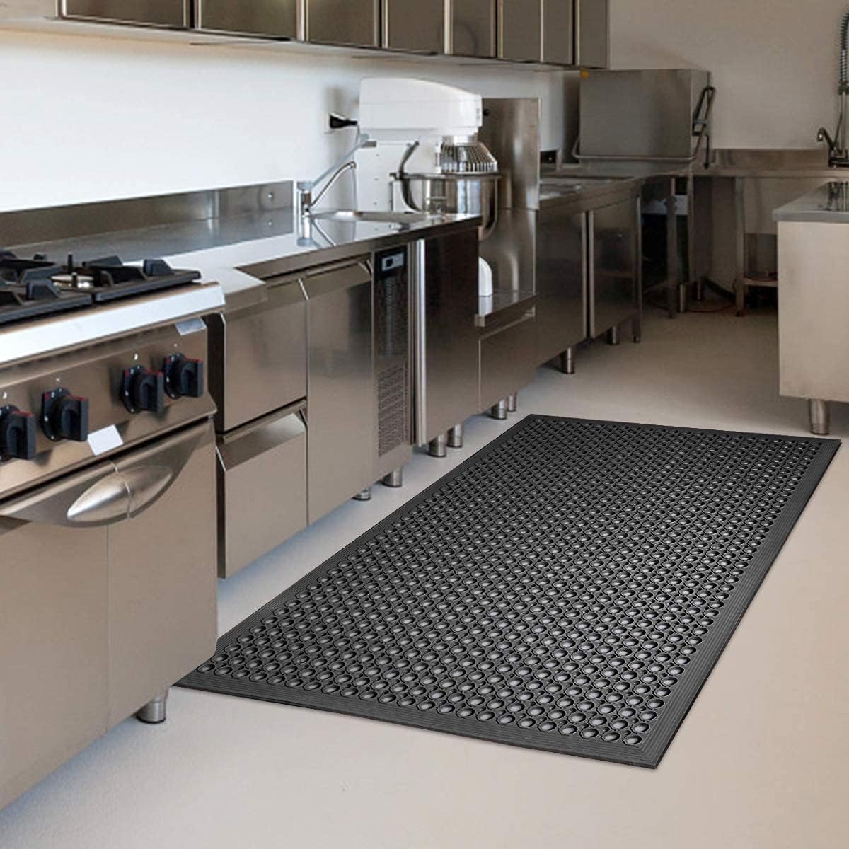 Anti Fatigue Rubber Floor Mat 2 Pack Restaurant Kitchen Mats for Floors Rubber Non-Slip Bar Floor Mats Door mat Drainage Mats Utility Garage Indoor Outdoor Use 36 x 60 Inches
