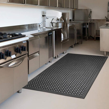 Anti Fatigue Rubber Floor Mat 2 Pack Restaurant Kitchen Mats for Floors Rubber Non-Slip Bar Floor Mats Door mat Drainage Mats Utility Garage Indoor Outdoor Use 36 x 60 Inches