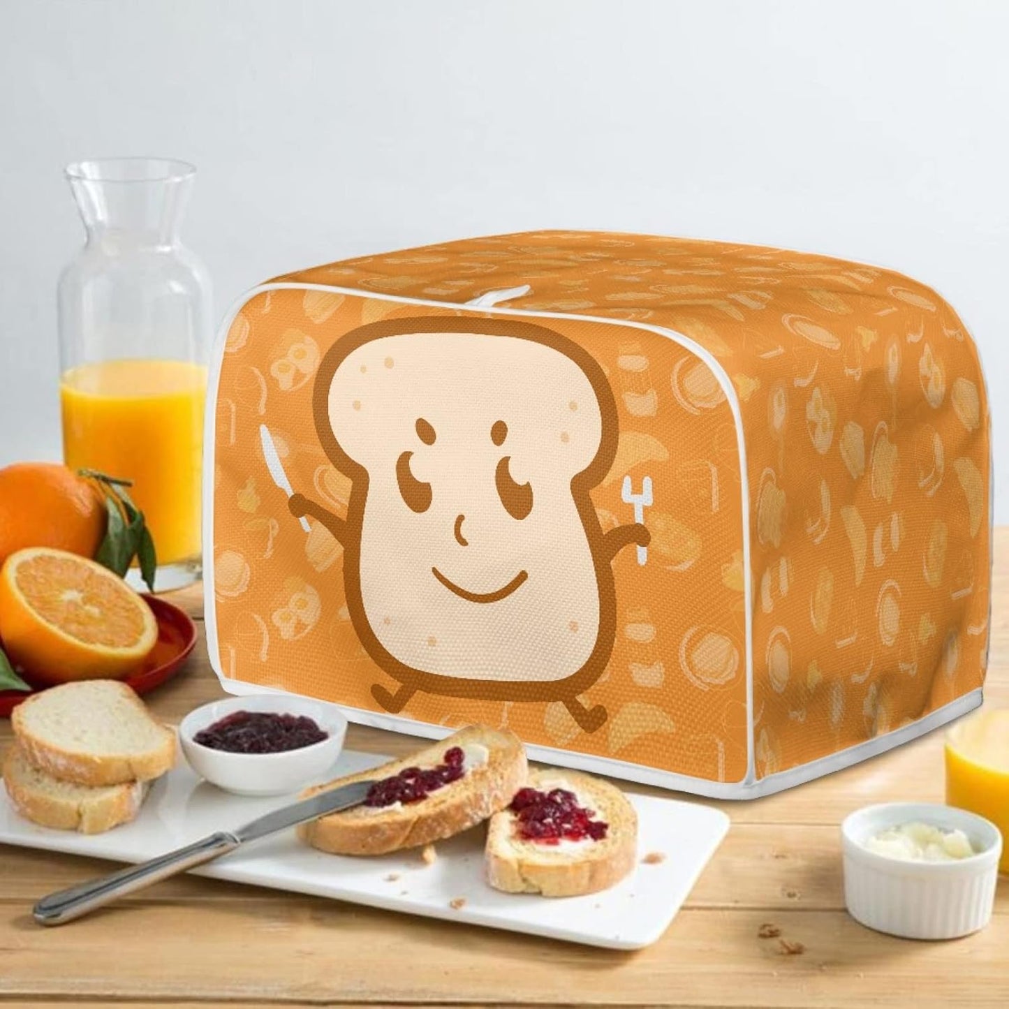 Cartoon Toaster Design 4 Slice Cover, Decorative Small Kitchen Appliance Dust and Fingerprint Protection
