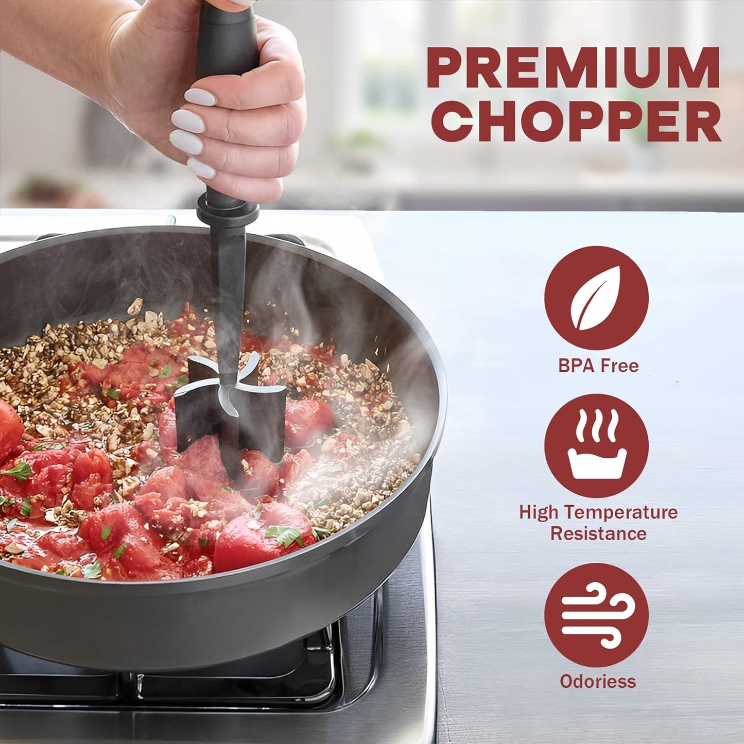 Premium Meat Chopper by [Brand Name] - Heat Resistant Hamburger Grinder & Tenderizer Tool | Black